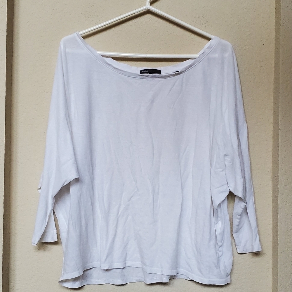 Vince L/S Relaxed White Tee. Size Small